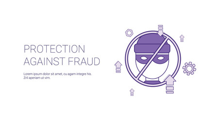 Poster - Protection Against Fraud Template Web Banner With Copy Space Vector Illustration