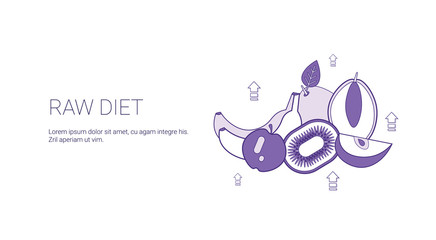 Poster - Raw Food Diet Healthy Meal Concept Template Web Banner With Copy Space Vector Illustration