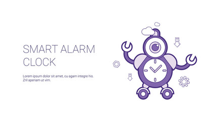 Poster - Smart Alarm Clock Template Web Banner With Copy Space Vector Illustration