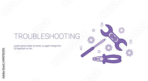 Fotomural Troubleshooting Service Concept Template Web Banner With Copy Space Vector Illus