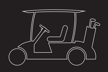 Line Design of Golf cart or golf car icon vector