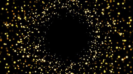 Wall Mural - Abstract background with yellow/golden shining bokeh sparkles. Smooth animation looped. With a central place for your logo\text. Abstract golden bokeh particles seamless loop
