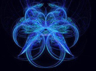 Fototapete - Abstract fractal illustration. Future technology background. Design element for book covers, presentations layouts, title and page backgrounds. Digital collage. Raster clip art.