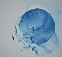Fototapete - Abstract fractal illustration. Future technology background. Design element for book covers, presentations layouts, title and page backgrounds. Digital collage. Raster clip art.