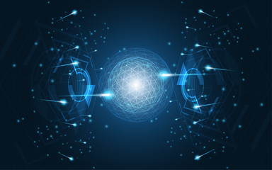 Wall Mural - global network connection world map abstract technology background global business innovation concep