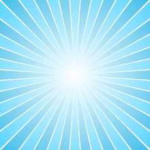 Blue Retro Ray Burst Background - Gradient Vector Graphic Design With Radial Stripes
