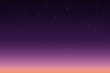 vector illustration of morning or evening starry sky with sunrise