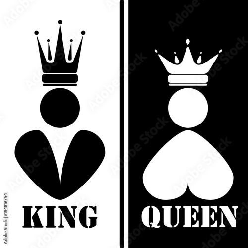 Black And White Silhouette Of King And Queen Royal Family Vector