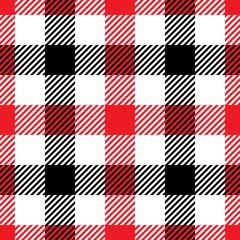 Wall Mural - Lumberjack plaid pattern in red and black. Seamless vector pattern. Simple vintage textile design.