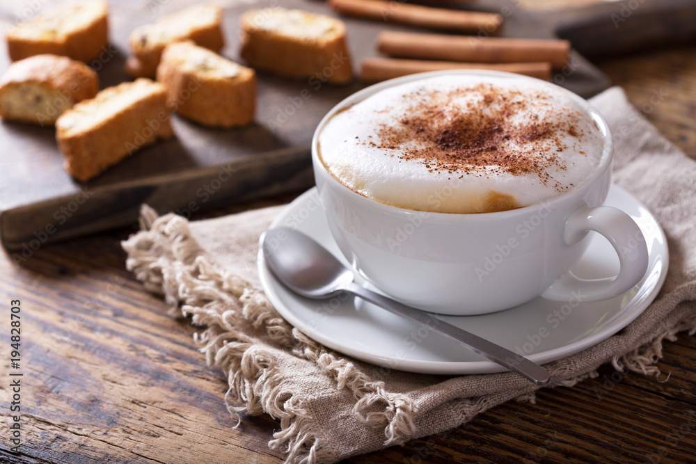 Cup of cappuccino coffee - obrazy, fototapety, plakaty 