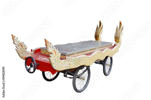 Fotografie, Obraz Thai coffin cart in funeral ceremony on white background