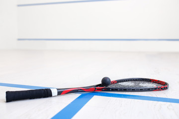 Wall Mural - racquetball equipment and wall