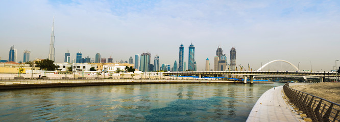 Wall Mural - Panoramic view of Dubai from the water canal
