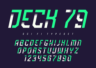Wall Mural - deck 79 vector futuristic industrial display typeface design, alphabet, character set, font, typogra
