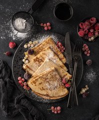 Canvas Print - crepes with  frozen berries and powdered sugar