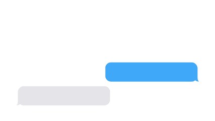 typing text message, sending messages using mobile chat, message bubble for custom text on white screen, 4K seamless loop animation