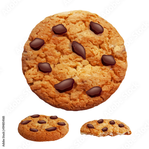 Fotografía Chocolate chip cookies 3d photo realistic vector