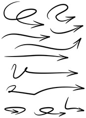 Wall Mural - set of curved, hand drawn marker scribble direction arrows