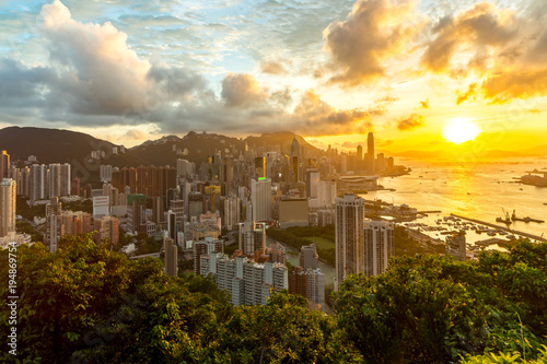 Plakat Hong Kong Sunset Aeriel View