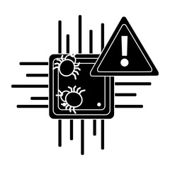 Canvas Print - motherboard warning bug virus data hazard vector illustration pictogram design