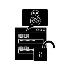 Sticker - page login code message danger security unlock vector illustration pictogram design