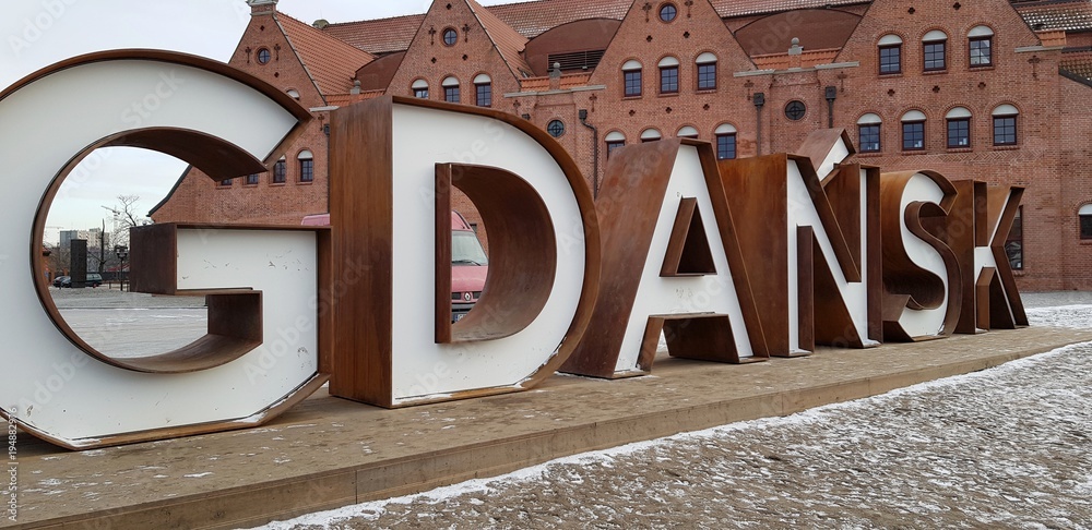 Obraz na płótnie Gdańsk. Napis w salonie