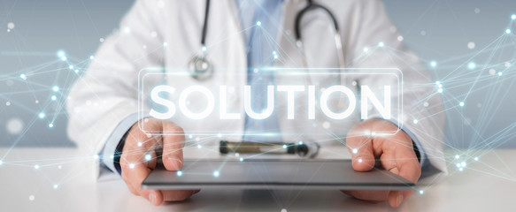 Fototapete - Doctor using modern digital solution interface 3D rendering