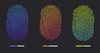 Fingerprints. Illustration of the fingerprint of different colors on a black background. Vector illustration Eps10 file