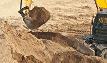 Excavator Works In Sand Mine