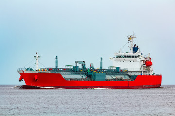 Red cargo tanker ship