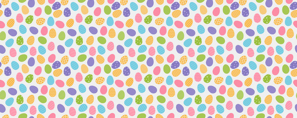 Wall Mural - Design of Easter wrapping paper with colorful eggs - seamless background. Vector.