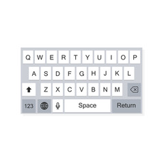 Poster - Smartphone keyboard, alphabet buttons vector illustration flat style.