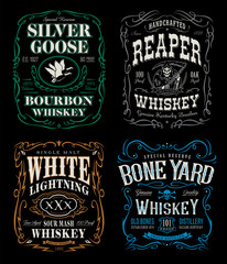 whiskey label t-shirt graphics set