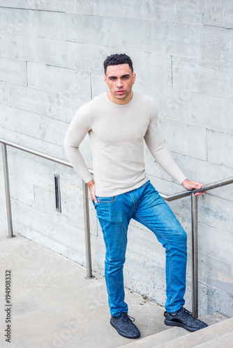 blue jeans and black sneakers