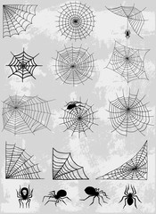 Wall Mural - Spiders web net vector silhouette spooky nature halloween element cobweb decoration fear spooky net danger horror spider trap cobweb black silhouette decoration