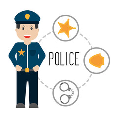 Sticker - police man professional public work vector illustration