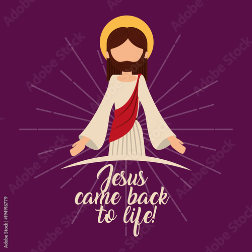 Cuadros en Lienzo jesus come back to life resurrection spiritual vector illustration