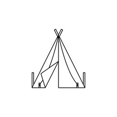 Poster - tent icon. Element of camping and outdoor recreation for mobile concept and web apps. Thin line icon for website design and development, app development. Premium icon
