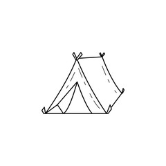Poster - tent icon. Element of camping and outdoor recreation for mobile concept and web apps. Thin line icon for website design and development, app development. Premium icon