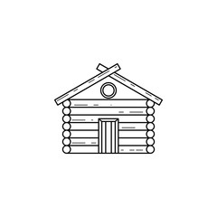 Poster - forest house icon. Element of camping and outdoor recreation for mobile concept and web apps. Thin line icon for website design and development, app development. Premium icon