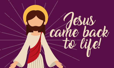 jesus come back to life pray card vector illustration