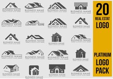 Luxury Real Estate Logo Set, Creative House Logo Collection, Abstract Buildings Logo Set. Vector Illustrator Eps.10