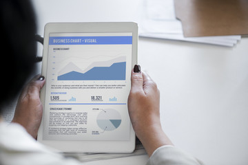 Sticker - Business analysis chart on digital tablet