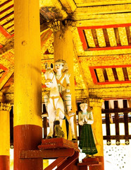 Wall Mural - Buddhist bell in the temple in Bagan, Myanmar. Copy space for text. Vertical.