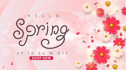 Wall Mural - spring sale background layout with beautiful colorful flower for banners,wallpaper,flyers, invitatio