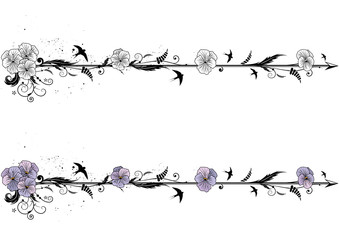 Wall Mural - dividers with flowers of viola