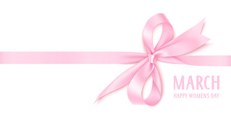 Wall Mural - 8 march. happy women's day text. international womens day design template. number eight with pink bo