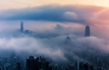 Misty Morning View At Hong Kong City 