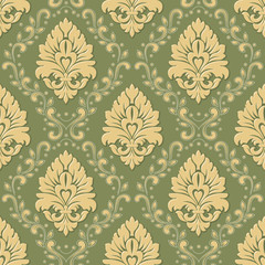  Vector damask seamless pattern background. Classical luxury old fashioned damask ornament, royal victorian seamless texture for wallpapers, textile, wrapping. Exquisite floral baroque template.