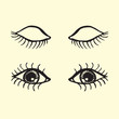 © ArtoPhotoDesigno - Open and closed eyes, isolated hand drawn vector doodle cartoon illustration